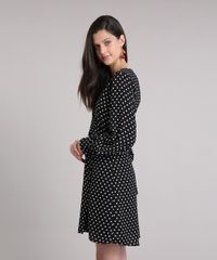 Vestido-Manga-Longa-de-Poa-em-Crepe-Com-Faixa-para-Amarrar-com-Decote-V-Preto-9250711-Preto_1