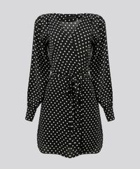 Vestido-Manga-Longa-de-Poa-em-Crepe-Com-Faixa-para-Amarrar-com-Decote-V-Preto-9250711-Preto_2