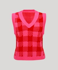 Colete-de-Trico-Feminino-Plus-Size-Mindset-Estampado-Xadrez-Vichy-Decote-V-Rosa-9993267-Rosa_6