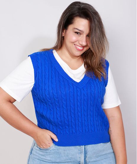 Colete-de-Trico-Feminino-Plus-Size-Mindset-Texturizado-Tranca-Decote-V-Azul-Royal-9993270-Azul_Royal_1
