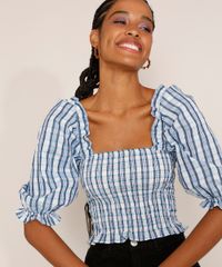 Blusa-Feminina-Estampada-Xadrez-Manga-Bufante-Cropped-com-Lastex-e-Babado-Decote-Reto-Azul-Escuro-9972551-Azul_Escuro_6
