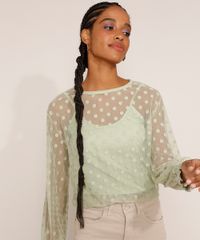 Blusa-de-Tule-Feminina-Manga-Bufante-Poa-com-Forro-Decote-Redondo-Verde-Claro-9982423-Verde_Claro_6