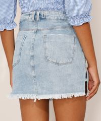 Short-Saia-Jeans-Feminino-Cintura-Alta-Destroyed-Marmorizado-com-Fenda-Azul-Claro-9981856-Azul_Claro_2