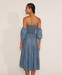 Vestido-Jeans-Feminino-Midi-Ombro-a-Ombro-com-Lastex-e-Recorte-Manga-Bufante-Azul-Medio-9981880-Azul_Medio_2