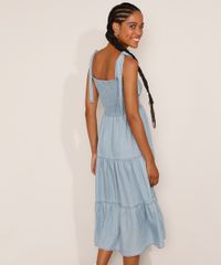 Vestido-Jeans-Feminino-Midi-com-Lastex-e-Recorte-Alca-Laco-Azul-Claro-9981881-Azul_Claro_2