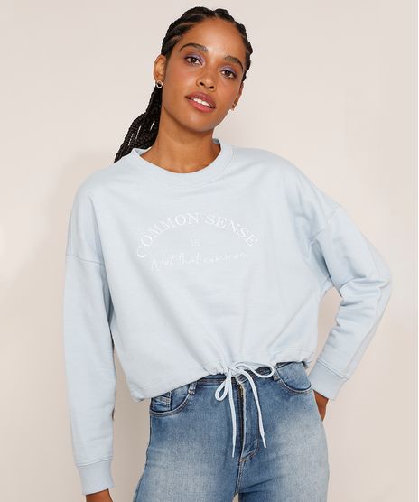 Blusa-de-Moletom-Feminina-Cropped-Oversized-com-Bordado--Common-Sense--e-Amarracao-Decote-Redondo-Azul-Claro-9976595-Azul_Claro_1