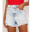 Short-Jeans-Feminino-Reto-Cintura-Super-Alta-Marmorizado-com-Barra-Desfiada-Azul-Claro-9985652-Azul_Claro_1