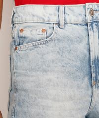 Short-Jeans-Feminino-Reto-Cintura-Super-Alta-Marmorizado-com-Barra-Desfiada-Azul-Claro-9985652-Azul_Claro_6