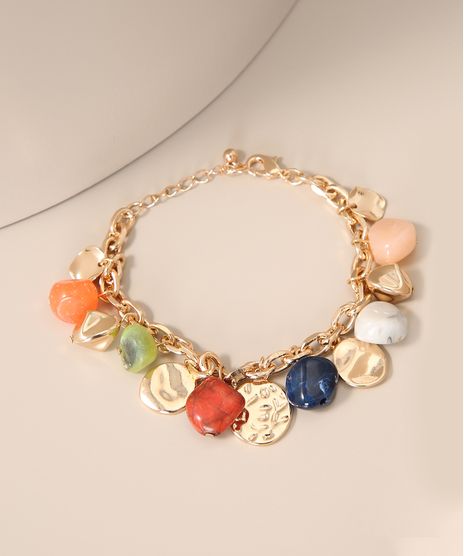 Pulseira-Feminina-com-Pedras-e-Medalhas-Dourada-9976798-Dourado_1