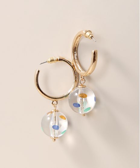 Brinco-Feminino-com-Pingente-de-Esfera-em-Acrilico-Dourado-9976808-Dourado_1