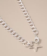 Colar-Feminino-de-Corrente-Grossa-com-Estrela-e-Strass-Prateado-9976822-Prateado_1
