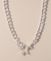 Colar-Feminino-de-Corrente-Grossa-com-Estrela-e-Strass-Prateado-9976822-Prateado_2