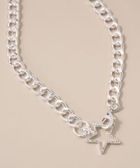 Colar-Feminino-de-Corrente-Grossa-com-Estrela-e-Strass-Prateado-9976822-Prateado_3