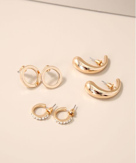 Kit-de-3-Brincos-Femininos-Pequenos-Dourado-9976830-Dourado_1