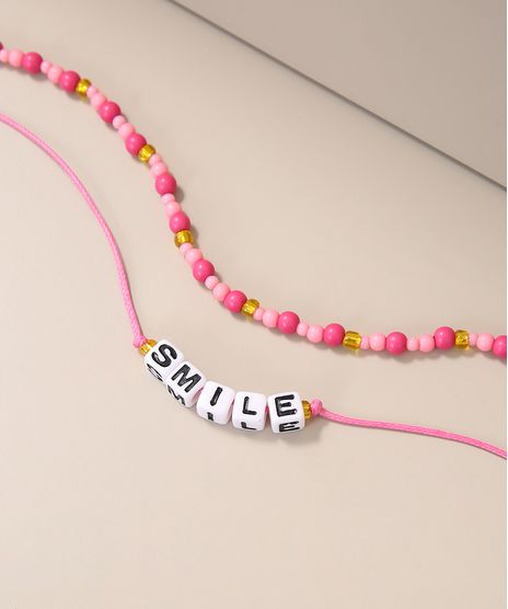 Kit-de-2-Colares-Femininos-Micangas--Smile--Rosa-9976823-Rosa_1