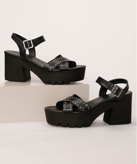Sandalia-Feminina-Salto-Medio-Grosso-Oneself-com-Tachas-Preta-9985392-Preto_1
