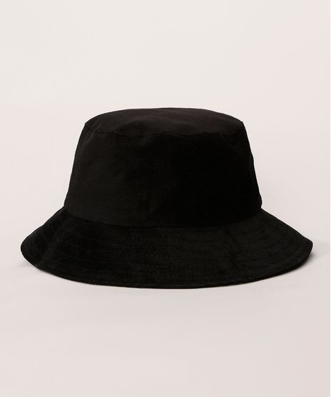 Bucket-Hat-Feminino-de-Veludo-Cotele-Preto-9982830-Preto_1