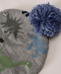 Kit--Gorro-de-Trico-Infantil-Dinossauros---Luva-Cinza-9973202-Cinza_2
