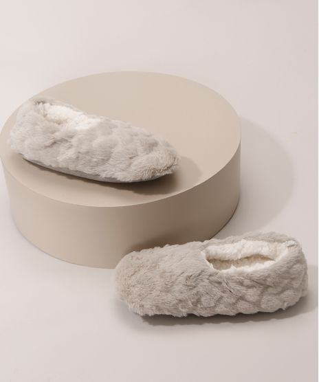 Pantufa-Feminina-em-Pelucia-com-Antiderrapante-Cinza-Mescla-9974682-Cinza_Mescla_1