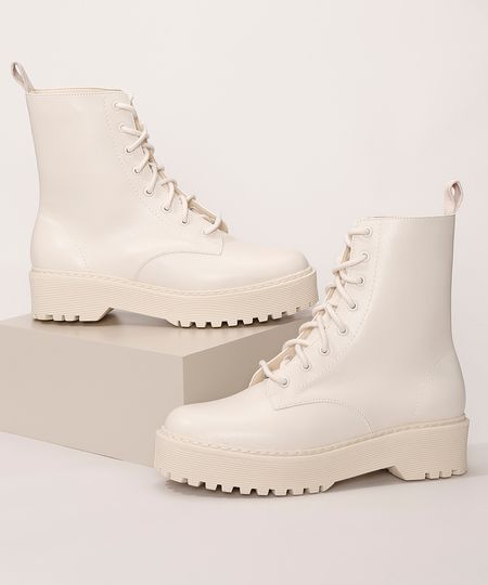 Coturno Off White Cano Baixo Feminino Coturno Off White Cano Baixo Feminino