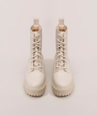 Coturno Off White Cano Baixo Feminino Coturno Off White Cano Baixo Feminino