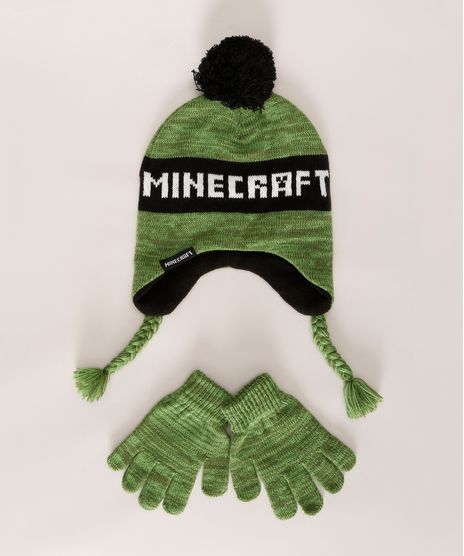 Kit-Gorro-de-Trico-Infantil-Minecraft---Luva-Verde-9973200-Verde_1