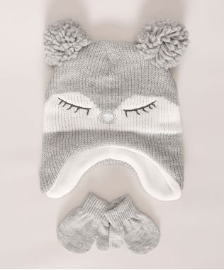 Kit-Gorro-de-Trico-Infantil-Pinguim---Luva-Cinza-9973201-Cinza_1