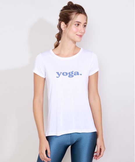Camiseta Esportiva Feminina Yoga Branca frente