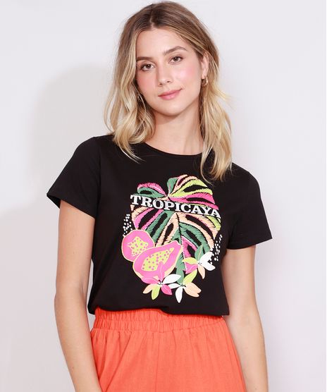 Camiseta-Feminina-Manga-Curta--Tropicaya--Decote-Redondo-Preta-9990245-Preto_1