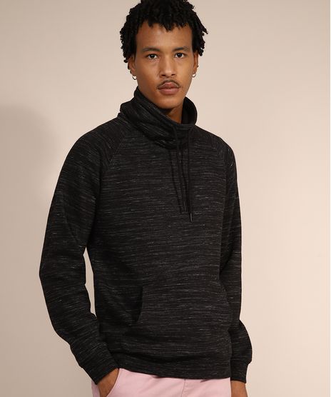 Blusa-de-Moletom-Masculina-com-Bolso-Canguru-Gola-Alta-Preta-9799249-Preto_1