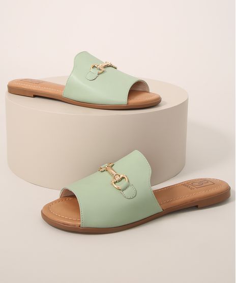 Rasteirinha-Feminina-Bebece-com-Fivela-Verde-Claro-9988052-Verde_Claro_1