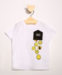 Camiseta-Infantil-Smiley-Manga-Curta-com-Bolso-Invertido-Off-White-9984941-Off_White_1