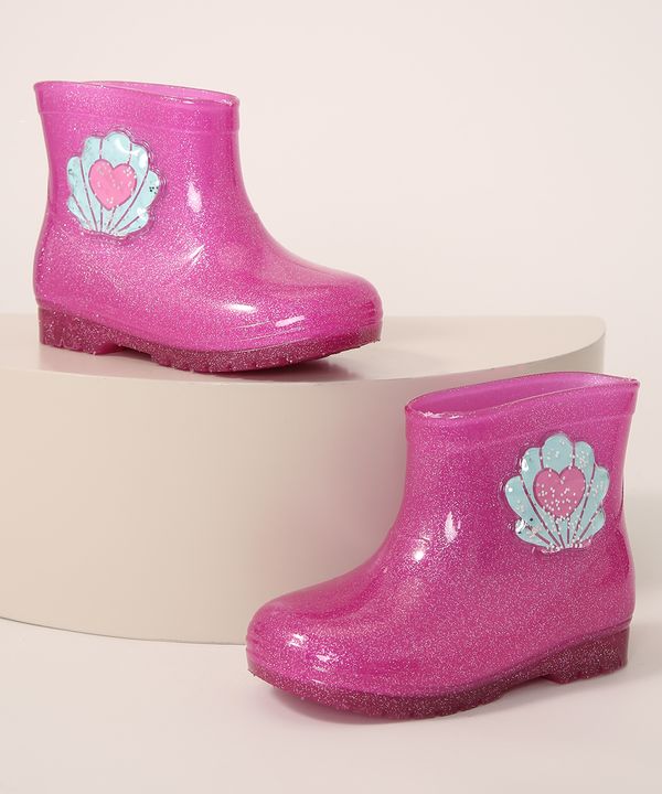 Galocha Infantil LueLua Concha com Glitter Pink 17-18