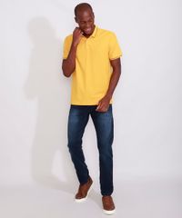 Polo-de-Piquet-Masculina-Basica-Comfort-Manga-Curta-Mostarda-9842591-Mostarda_1_3