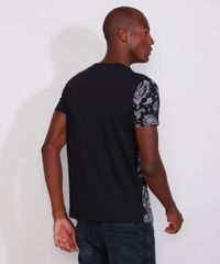Camiseta-Masculina-Slim-Manga-Curta-com-Estampa-Paisley-Gola-Careca-Preta-9982289-Preto_4