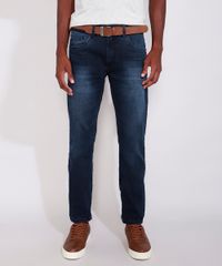 Calca-Jeans-Masculina-Slim-com-Cinto-Azul-Escuro-9985976-Azul_Escuro_1
