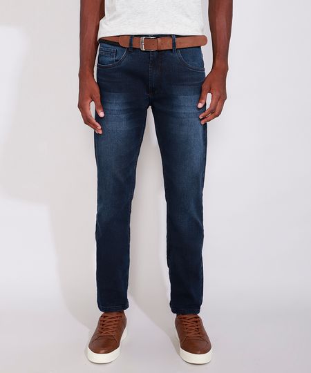 Calca-Jeans-Masculina-Slim-com-Cinto-Azul-Escuro-9985976-Azul_Escuro_1
