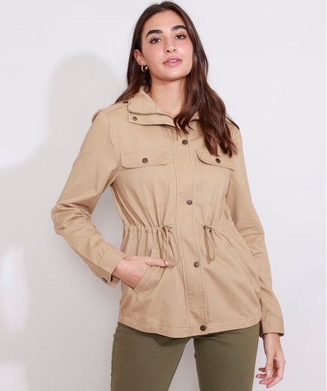 Parka-de-Sarja-Feminina-com-Bolsos-e-Cordao-Gola-Alta-Bege-9969656-Bege_1