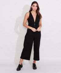 Macacao-Feminino-com-Botoes-Sem-Manga-Decote-V-Profundo-Preto-9984485-Preto_1