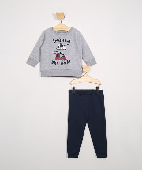 Conjunto-de-Moletom-Infantil-Blusa--Let-s-Save-The-World--Cinza-Mescla---Calca-Jogger-Azul-Marinho-9976211-Azul_Marinho_1