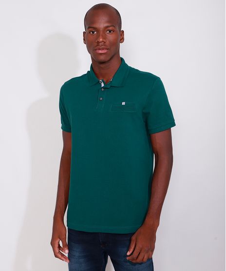 Polo-Masculina-Comfort-com-Bolso-Manga-Curta-Verde-Escuro-9640963-Verde_Escuro_1