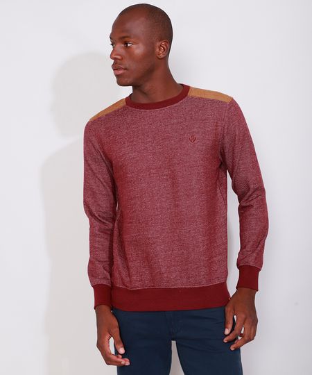 Blusa-de-Moletom-Masculina-com-Veludo-Cotele-Gola-Careca-Vinho-9784437-Vinho_1
