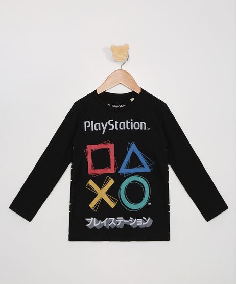 Camiseta-Infantil-Manga-Longa-PlayStation-com-Relevo-Preta-9979080-Preto_1