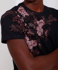Camiseta-Masculina-Slim-Manga-Curta-Rosas-Gola-Careca-Preta-9980903-Preto_2