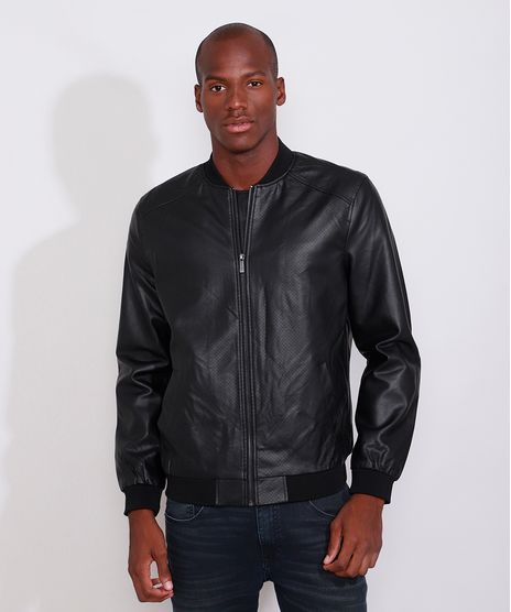 Jaqueta-Bomber-Masculina-Slim-com-Micro-Furos-e-Bolsos-Preta-9783162-Preto_1