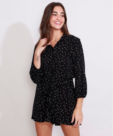 Macaquinho-Chemise-Feminino-Estampado-de-Coracoes-com-Faixa-para-Amarrar-Manga-Bufante-Preto-9977729-Preto_1