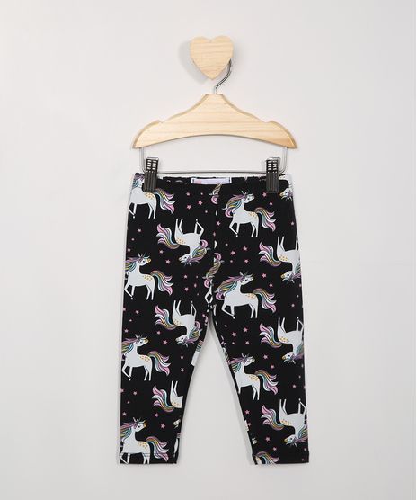 Calca-Legging-Infantil-Estampada-de-Unicornios-Preta-9982327-Preto_1