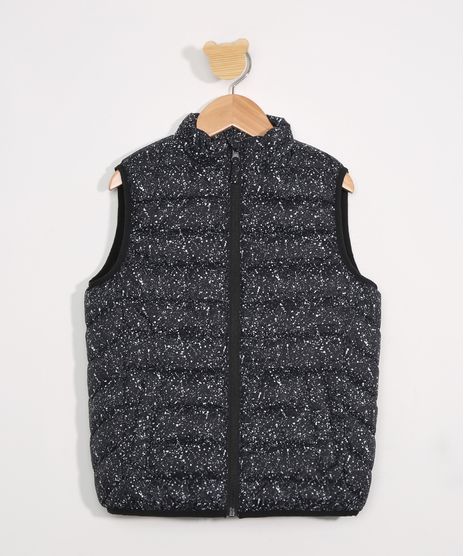 Colete-Puffer-Infantil-Estampado-de-Respingos-Preto-9781951-Preto_1