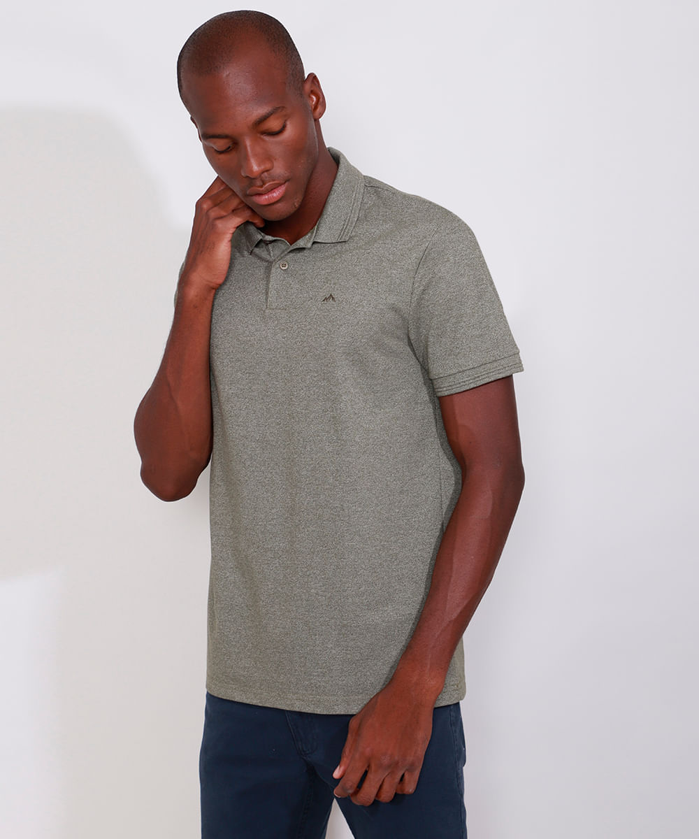 Polo de Piquet Masculina Básica Comfort Manga Curta Verde