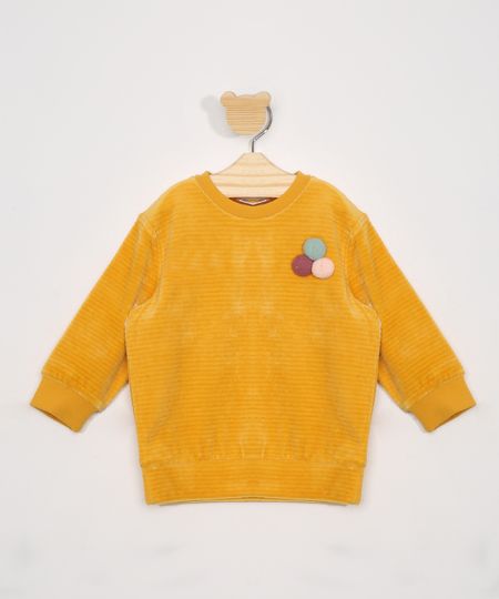 Blusa-de-Moletom-Infantil-com-Pompons-Amarela-9820739-Amarelo_1